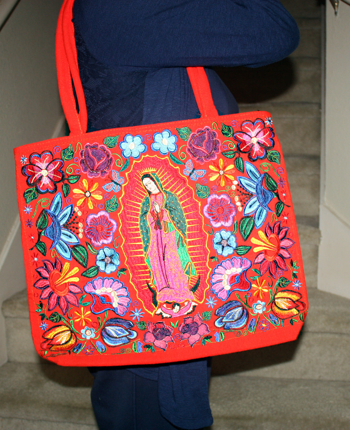 Guadalupe Virgin Embroidered Red Bag